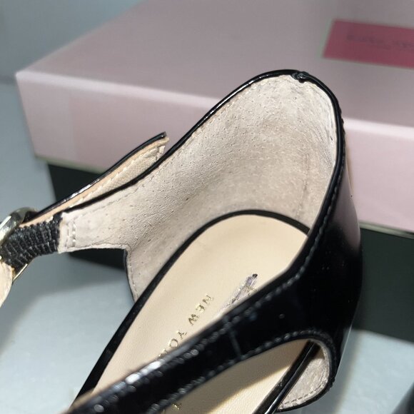 Kate Spade New York Serene Black Leather Iconic Spade Mirror Heels  Size 6.5M - Picture 11 of 15